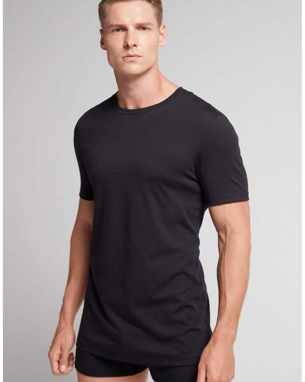 Intimissimi Black Superior Cotton T-Shirt for men