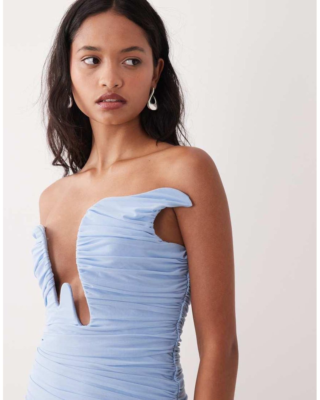 Bardot Blue Julane Bandeau Mesh Midi Dress
