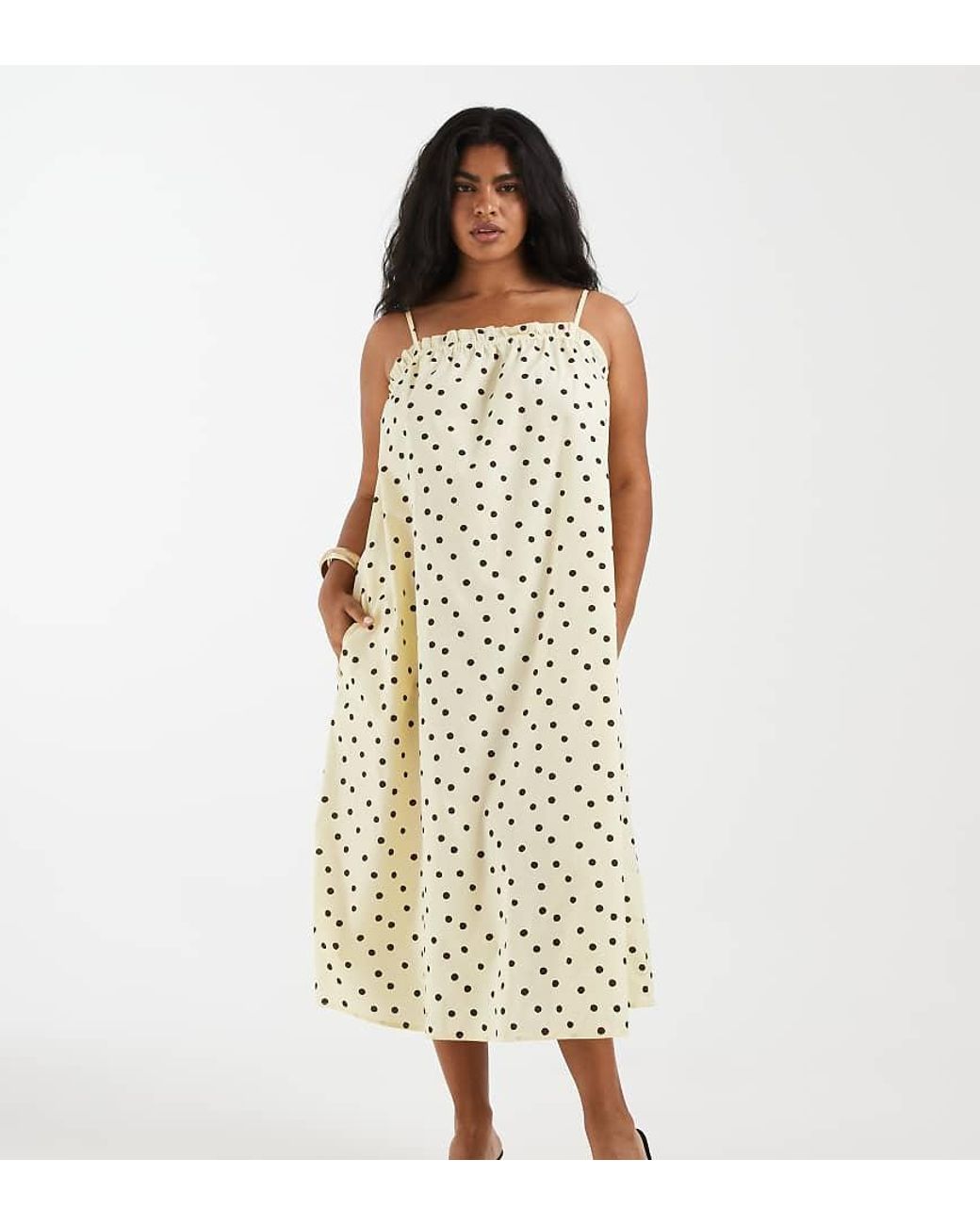 Pieces Plus Metallic Pieces Curve Cotton Cami Maxi Dress
