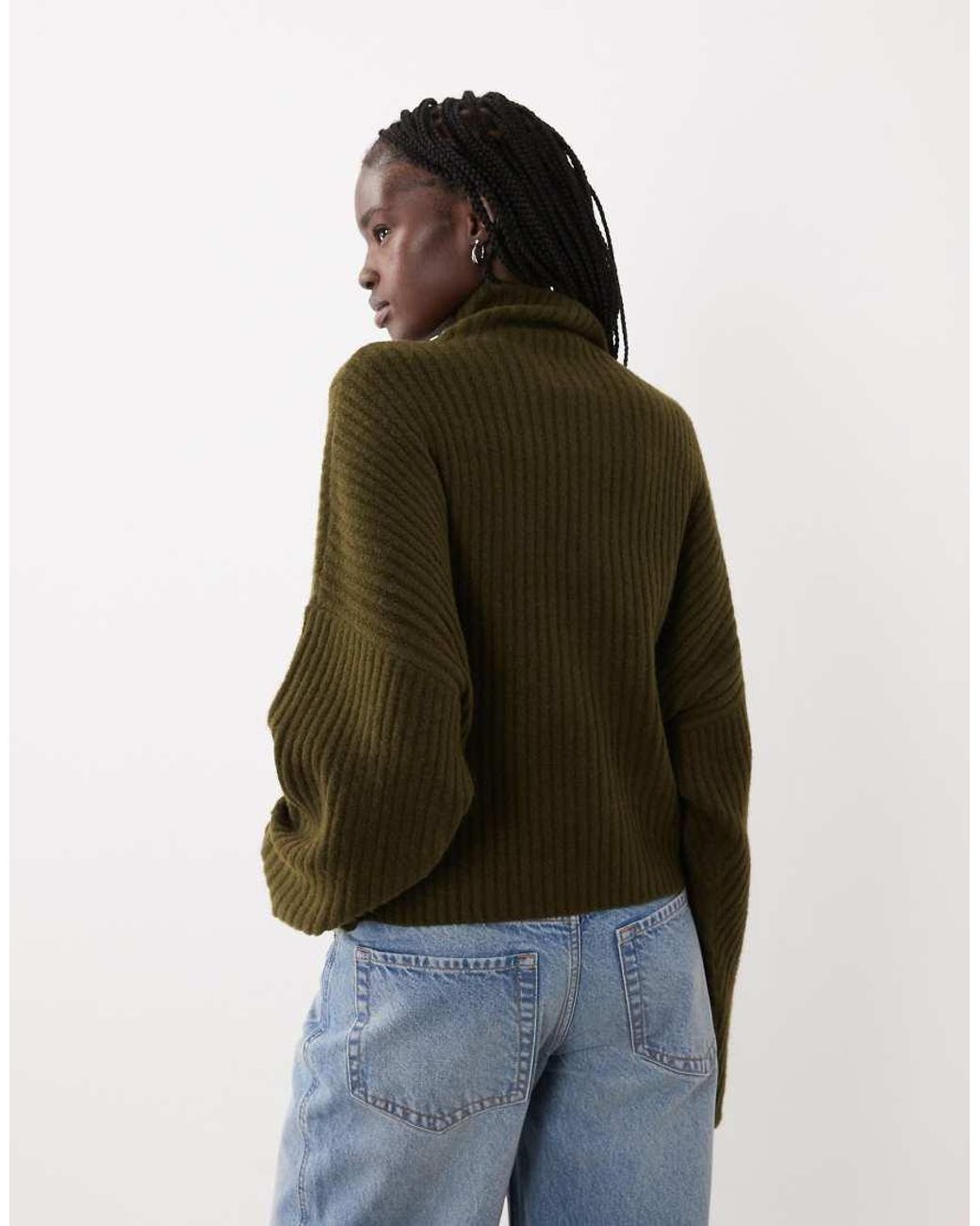 ASOS Green Batwing Funnel Neck Jumper