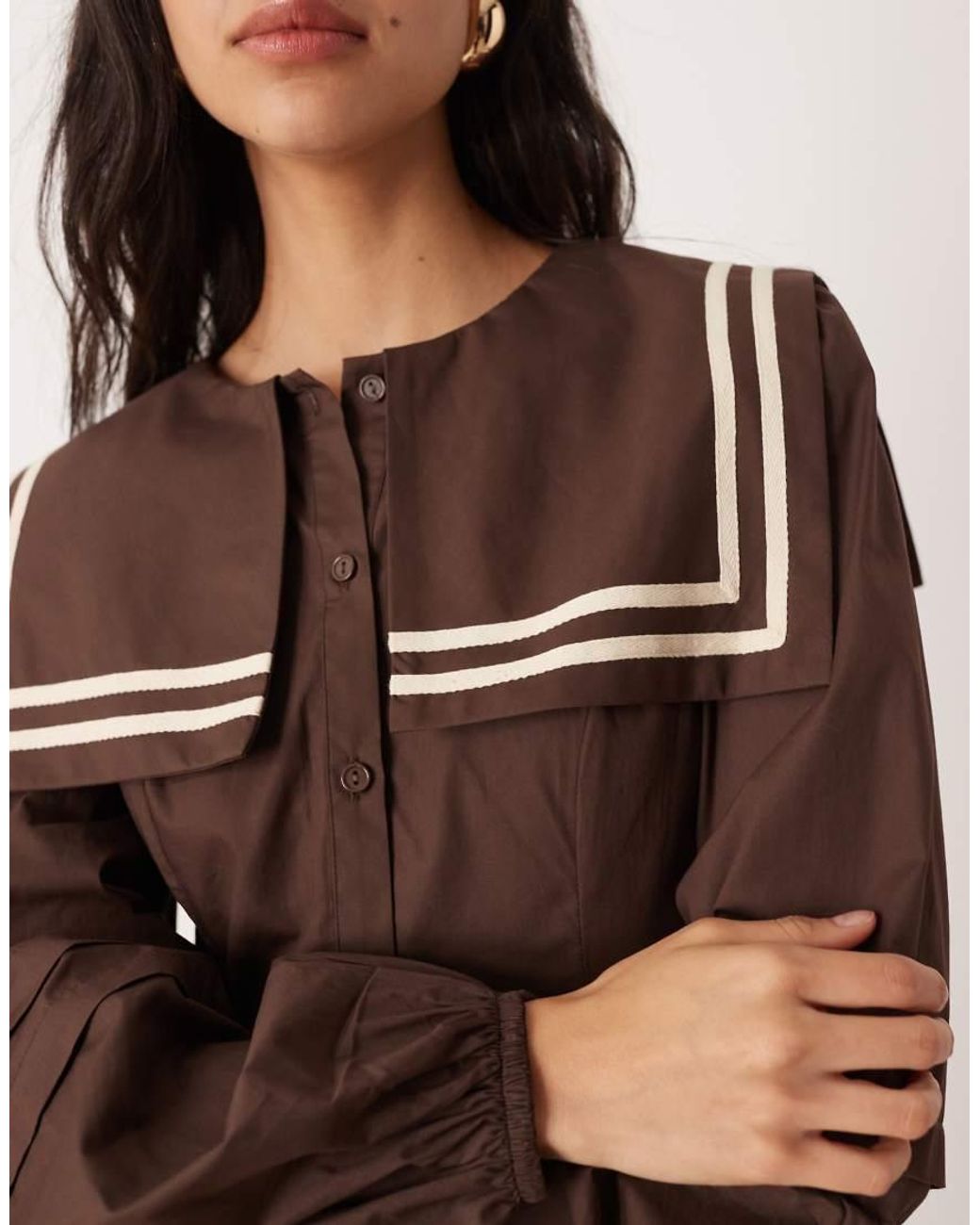 Glamorous Natural Square Neck Collar Smock Mini Dress