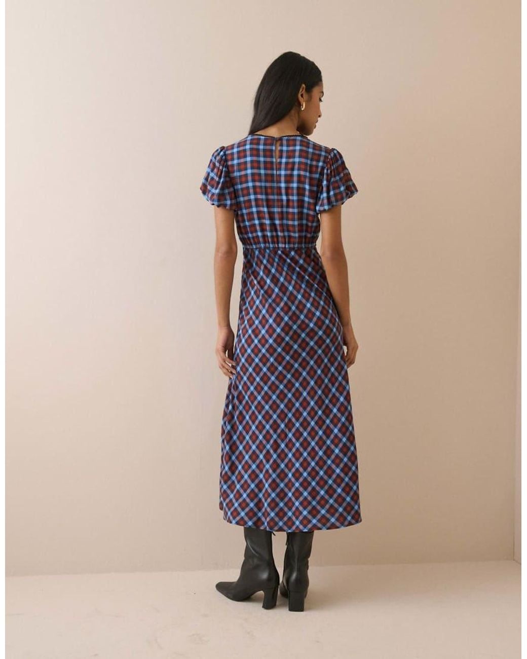 Nobody's Child Blue And Gingham Sicily Midi Dress