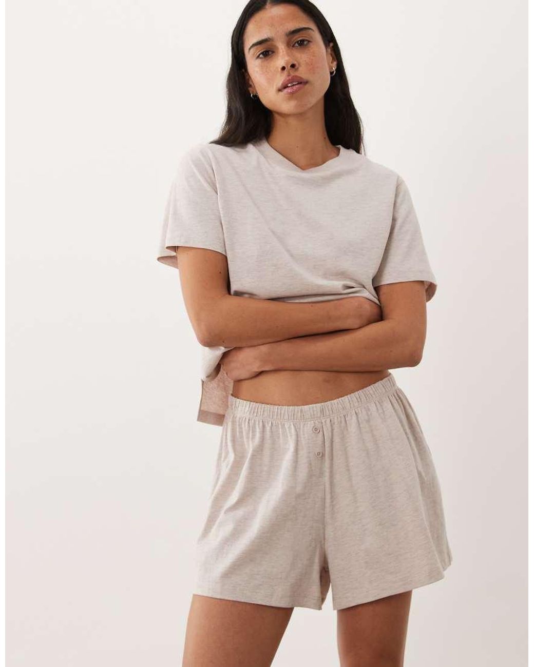 ASOS Natural Mix & Match Cotton Pajama Shorts