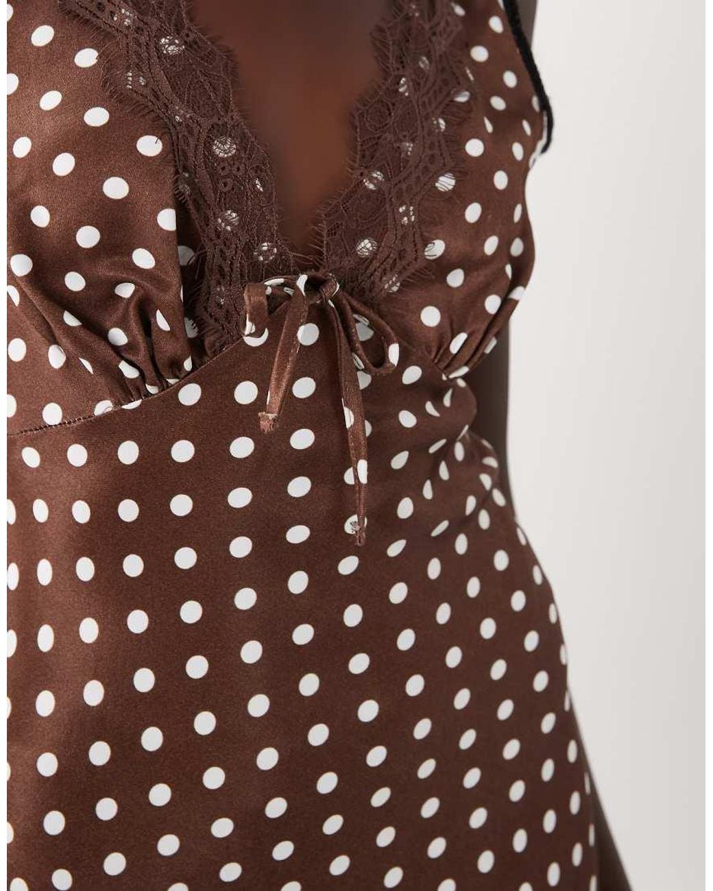 Miss Selfridge Natural Satin Lace Trim Sleeveless Mini Tea Dress
