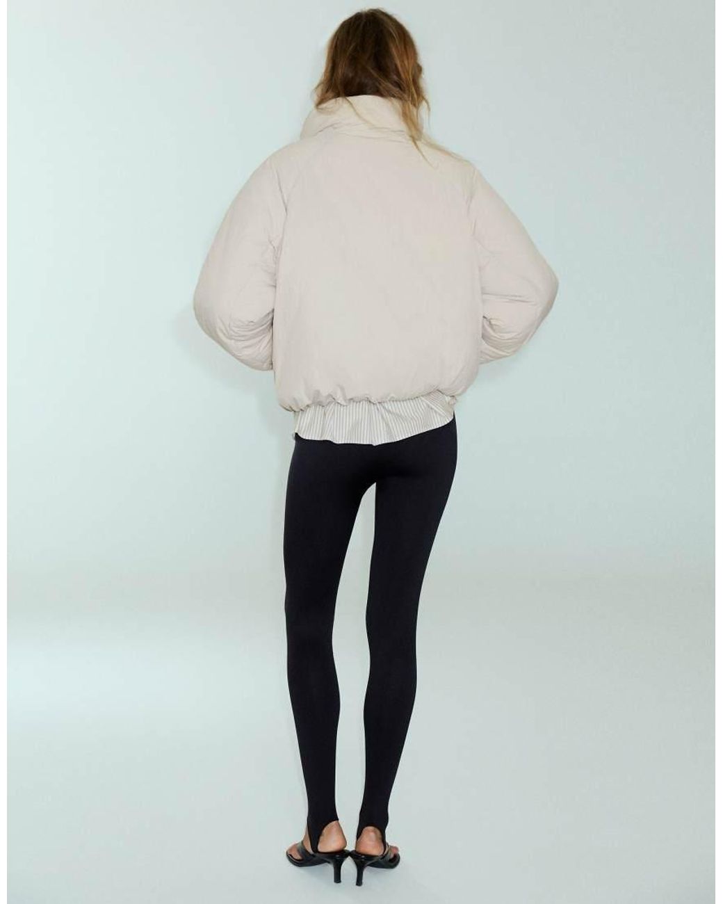 Pull&Bear White Funnel Neck Puffer Jacket