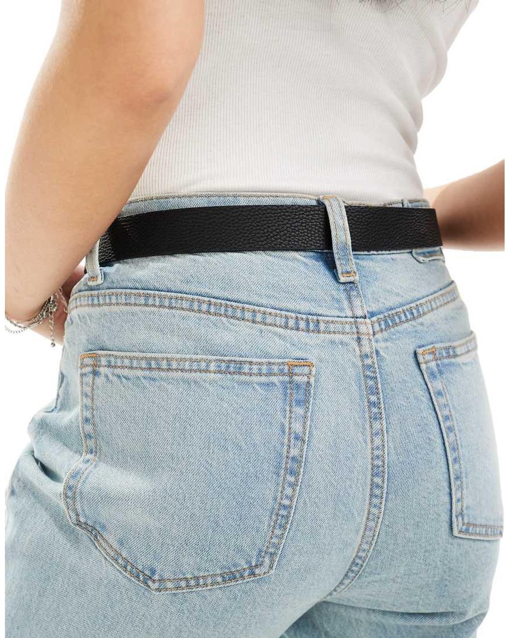 Pieces Blue Silver Buckle Belt