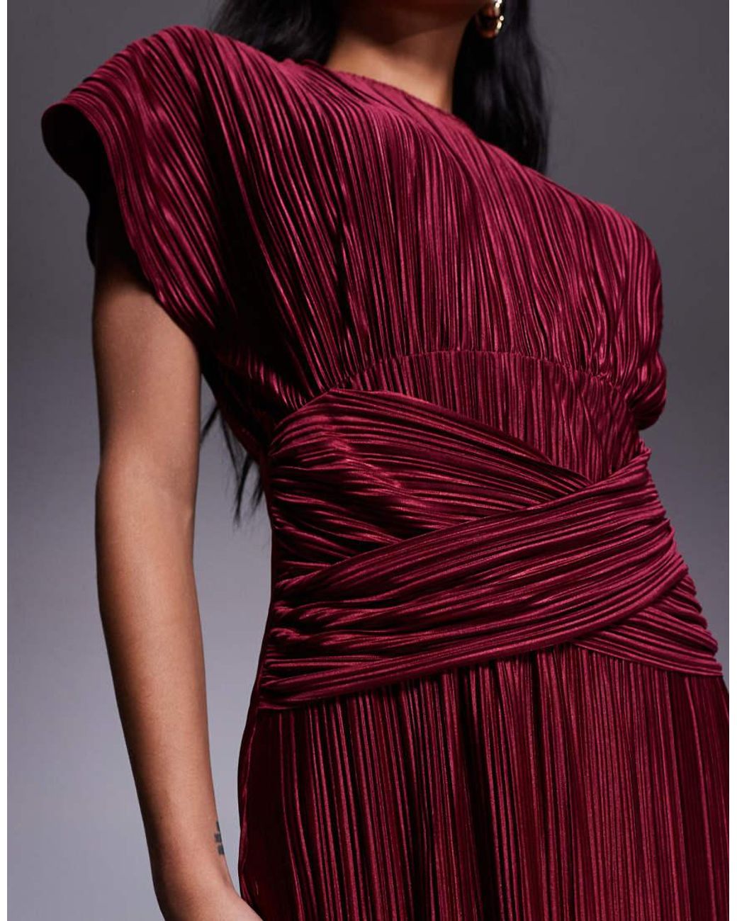ASOS Purple Twist Front Plisse Sleeveless Maxi Dress