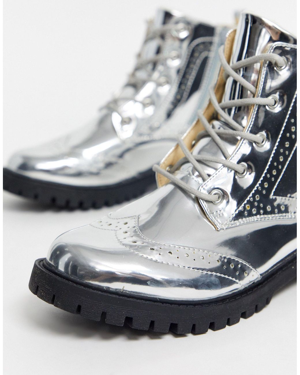 silver hiking boots