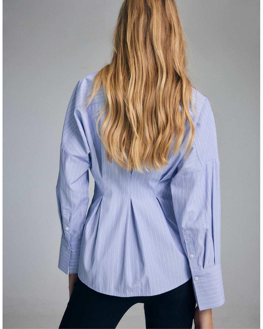 Stradivarius White Pleated Poplin Shirt