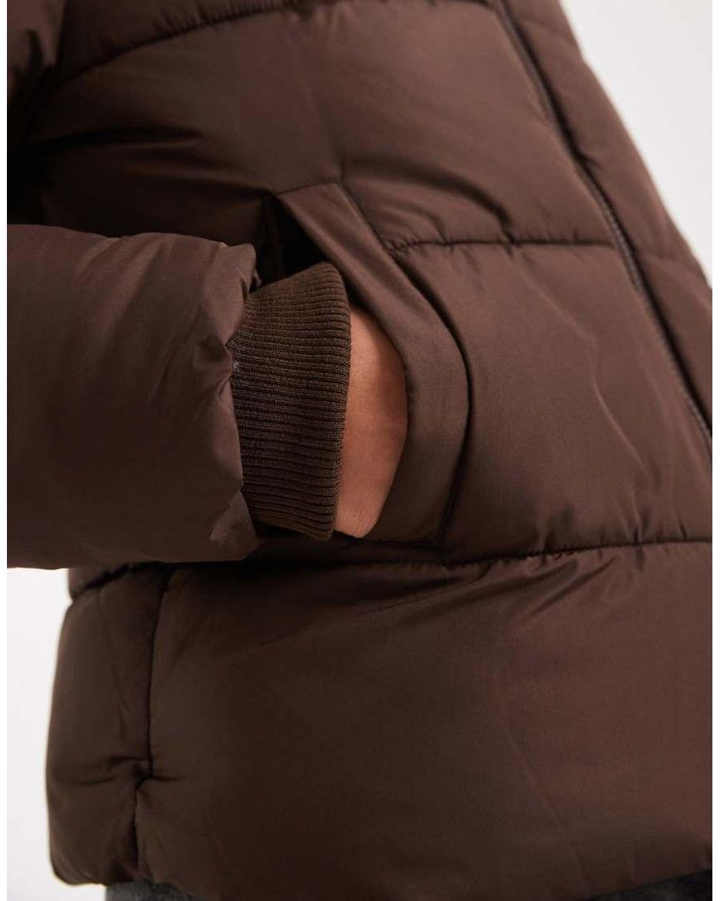 Pieces Brown Padded Coat With Hood