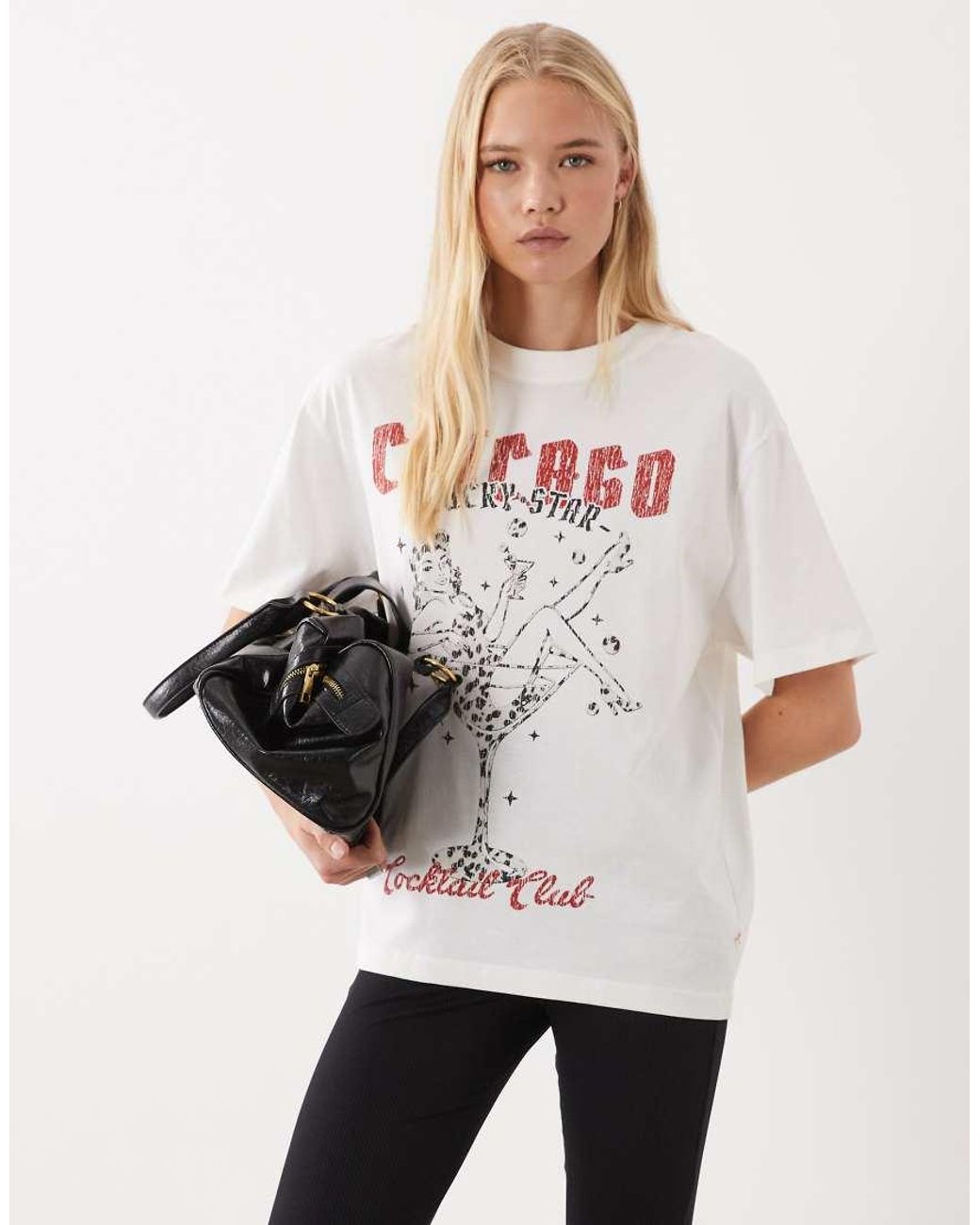 ASOS White Oversized T-shirt With Pin Up Martini Graphic