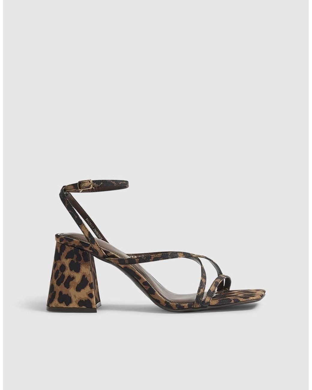 River Island Black Leopard Block Heel Sandals