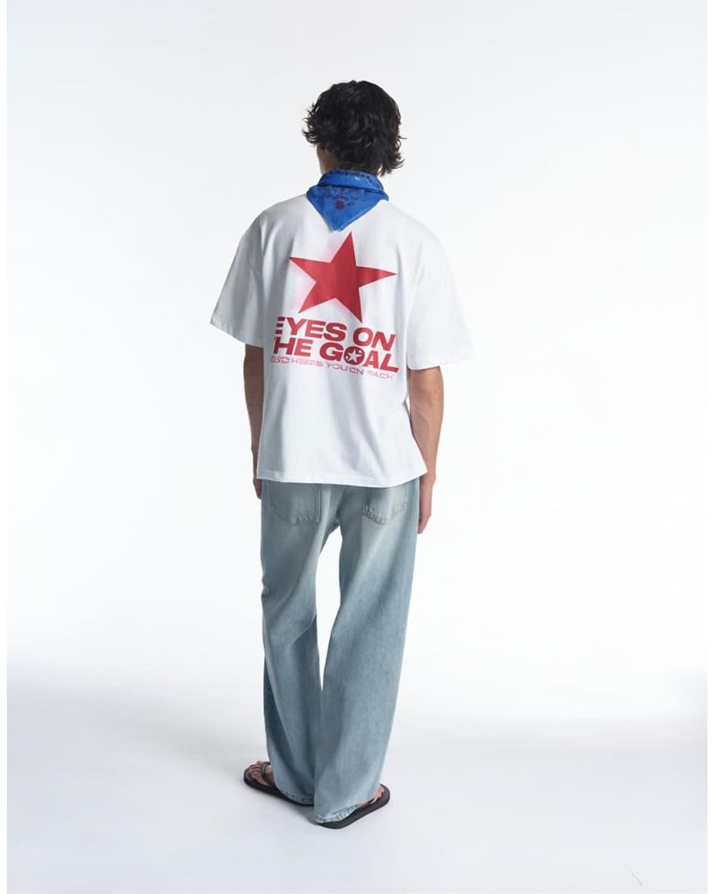 Pull&Bear White Stwd Red Star T-shirt for men