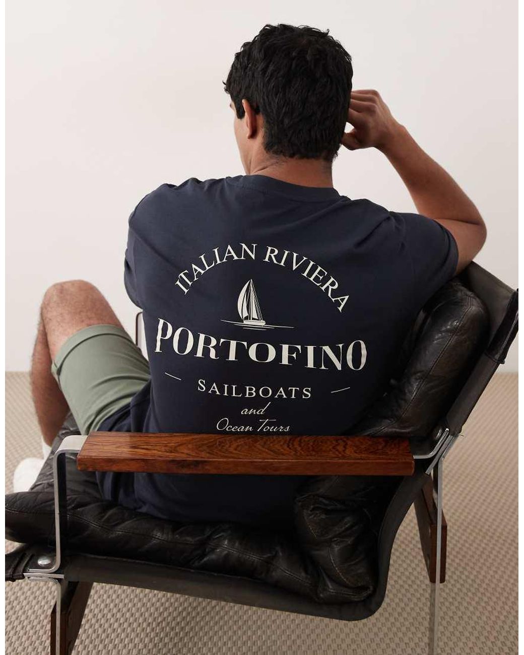 Only & Sons Black Oversized T-shirt With Portofino Back Print for men