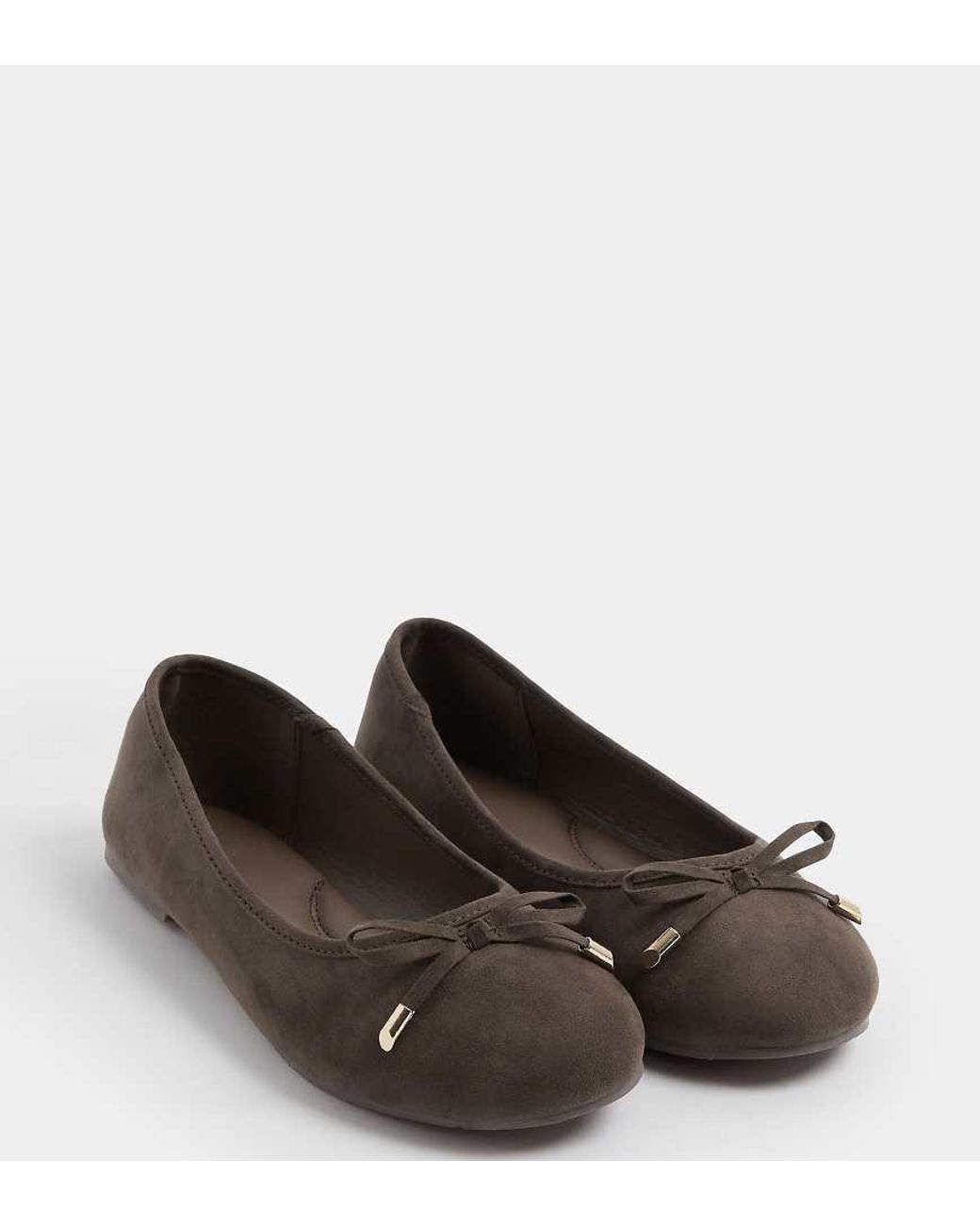 Yours Clothing Brown Faux Suede Ballerina Pumps