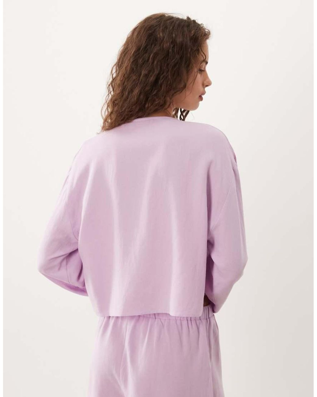 ASOS Pink Linen-look Mandarin-style Blouse