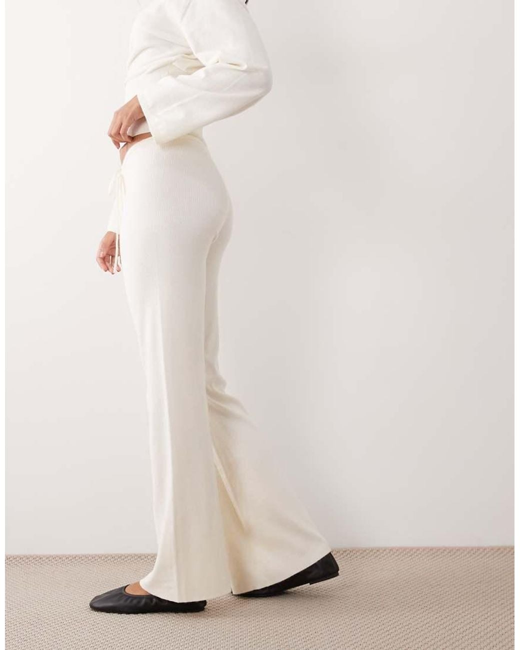 Gina Tricot Natural Co-ord Knitted Loungewear Trousers