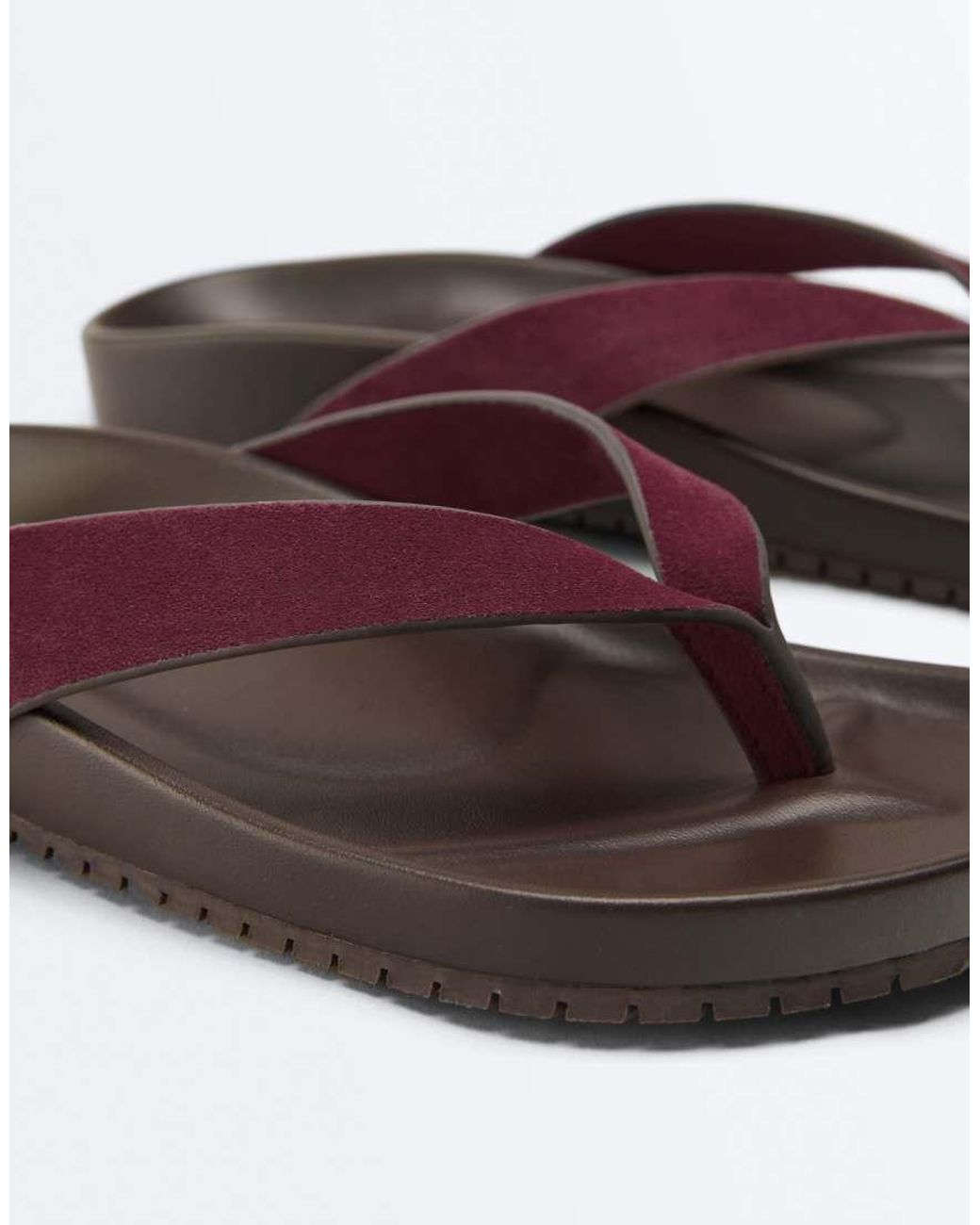 Oysho Brown Leather Sandal