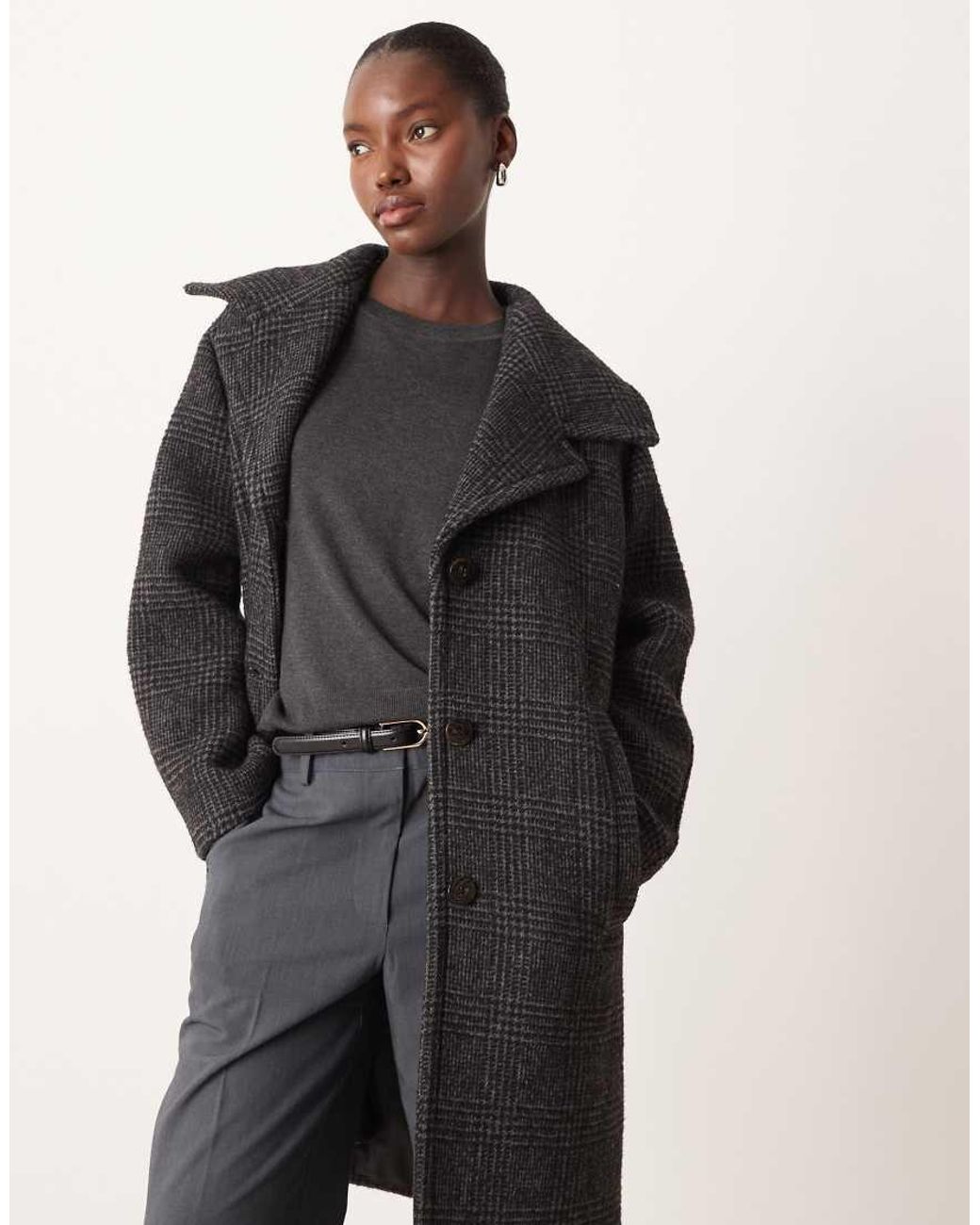 Mango Gray Wool Mix Tailored Coat