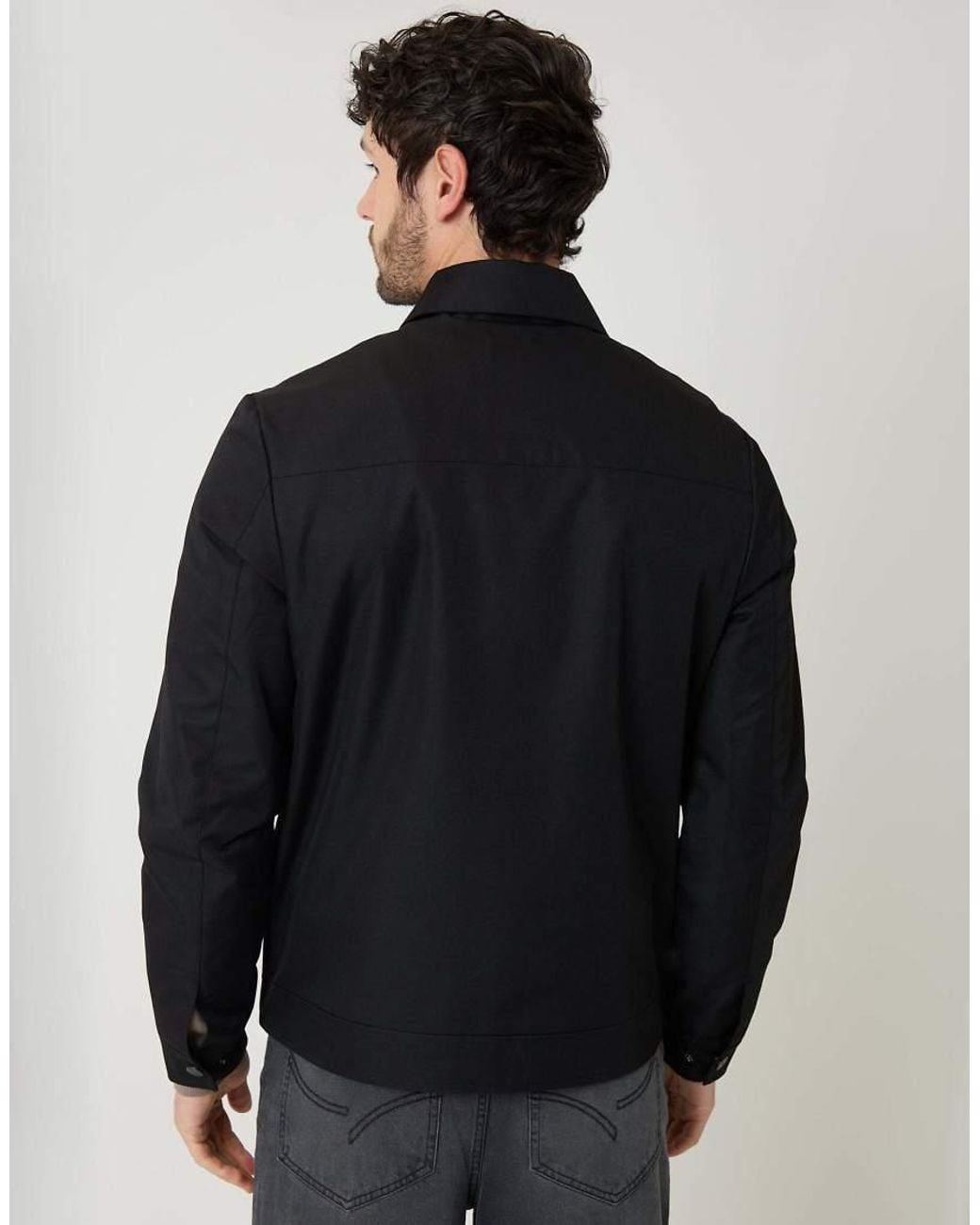 Threadbare Black Showerproof Lightweight Zip Up Jacket for men