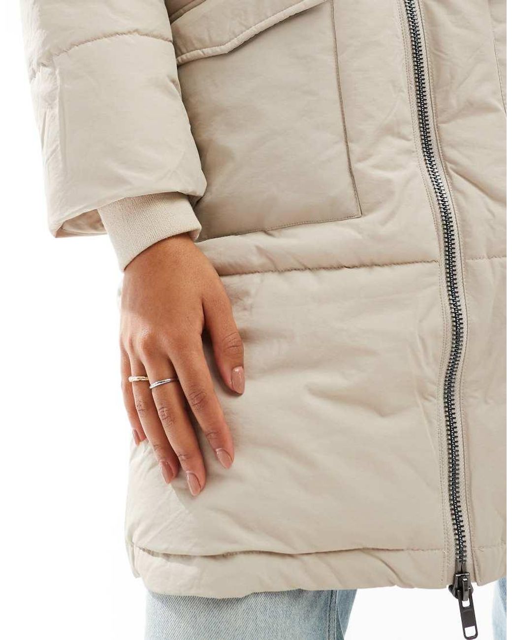 Chaqueta Larga Acolchada Con Capucha De -Blanco Object de color White