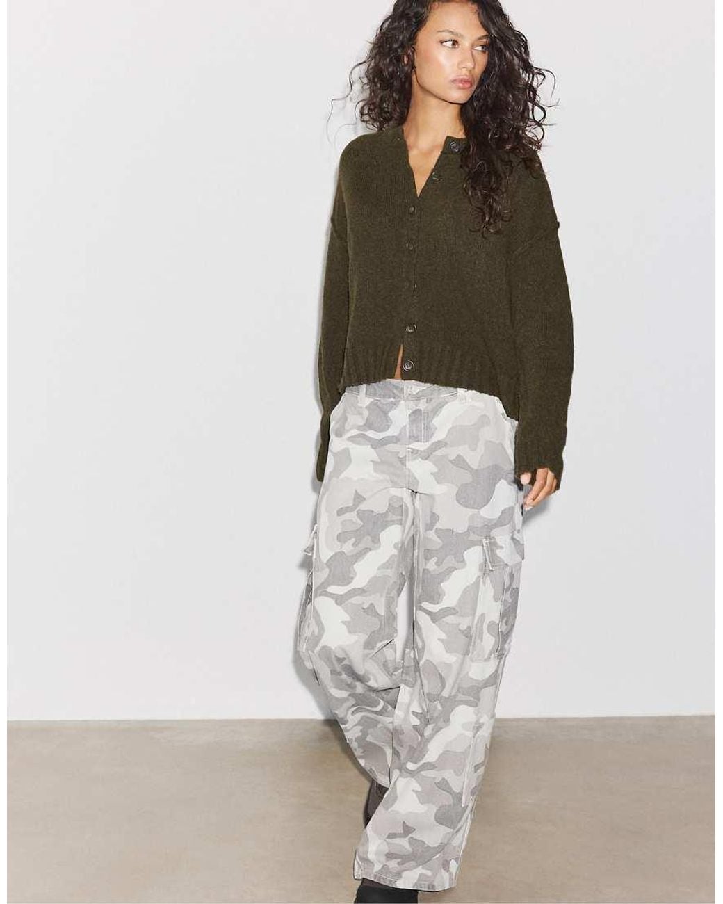 Stradivarius Green Oversize Knit Cardigan