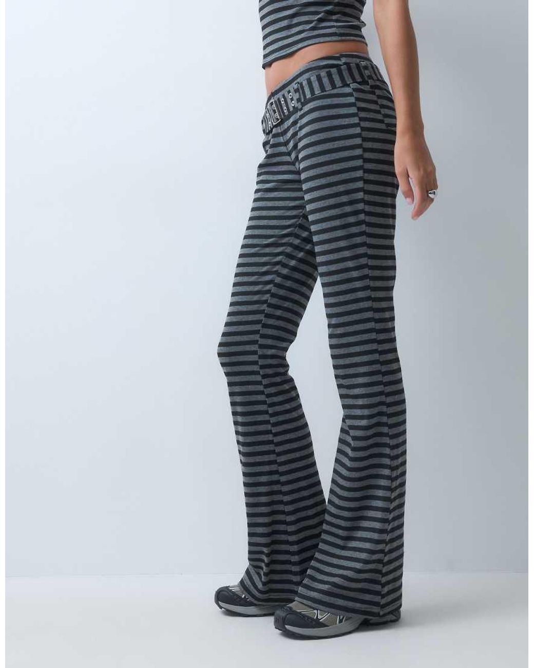The Ragged Priest Blue Low Rise Jersey Flare Trouser