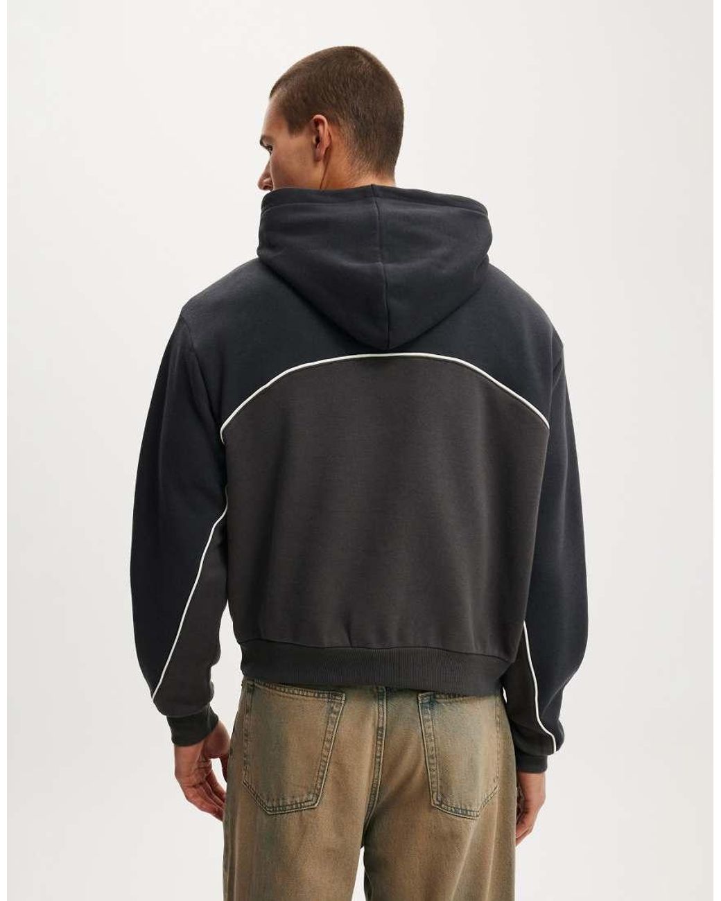 Cotton On Gray Cropped Fit Graphic Hoodie for men