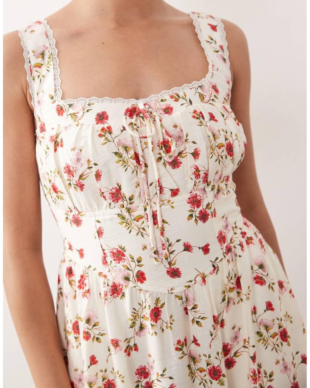 New Look Pink Ditsy Corset Cami Midi Dress