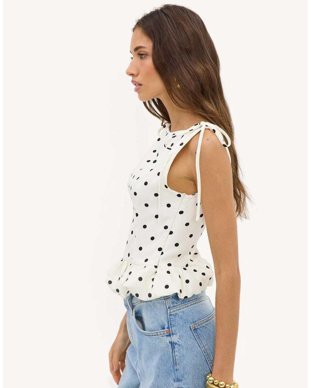 Loavies White Vivid Love Polka-Dot Top