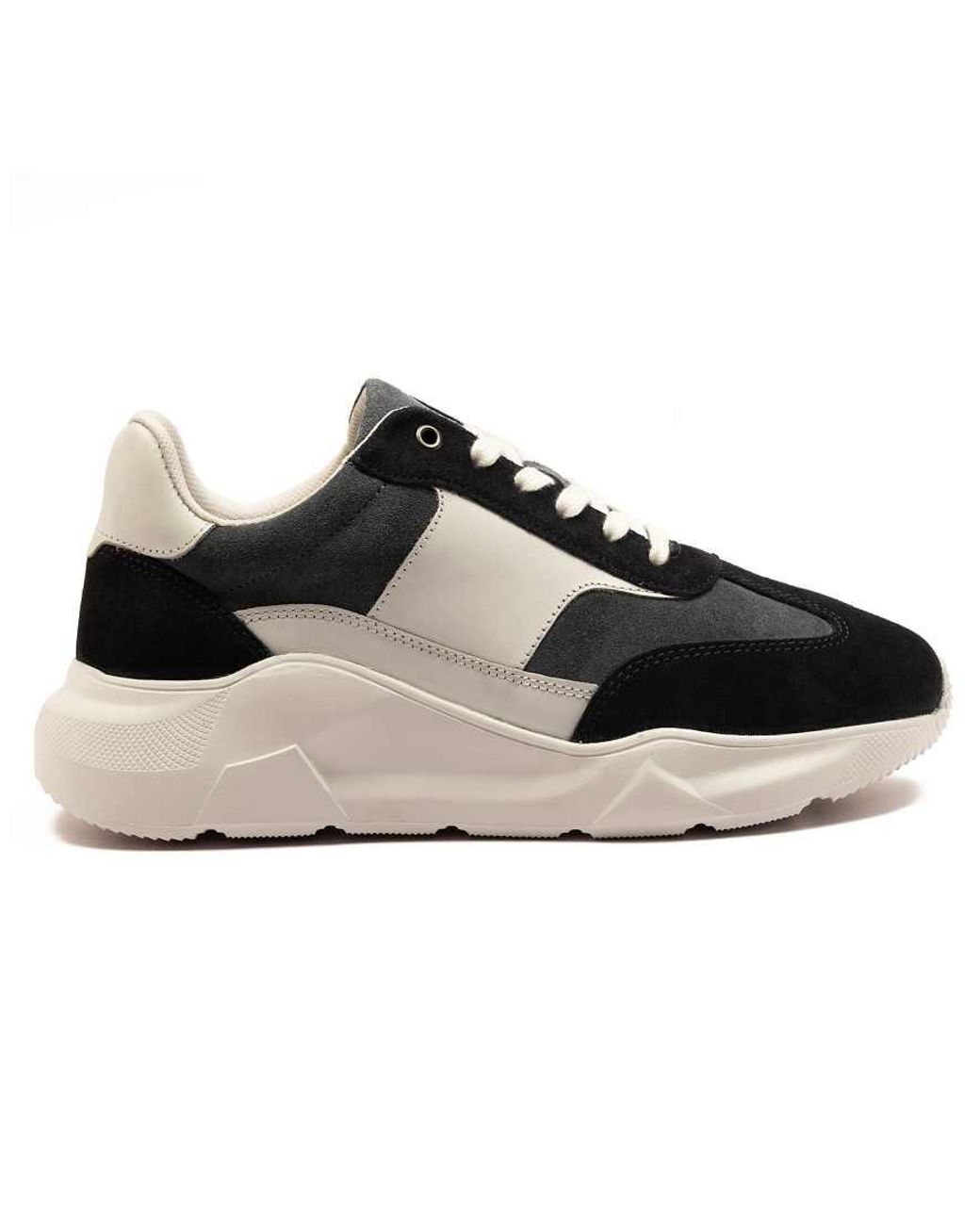 OFF THE HOOK Black 'Collins' Casual Lace-Up Leather Trainers for men