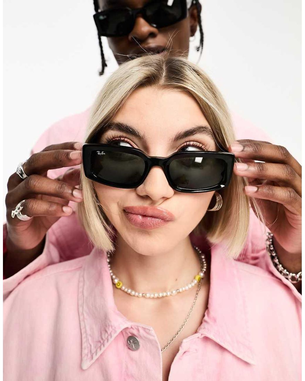 Ray-Ban Pink Kiliane Rectangle Sunglasses