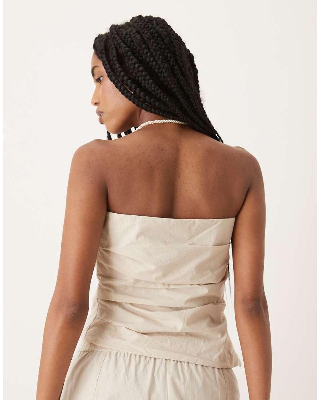 Mango Multicolor Bandeau Ruched Side Asymmetric Top Co-ord