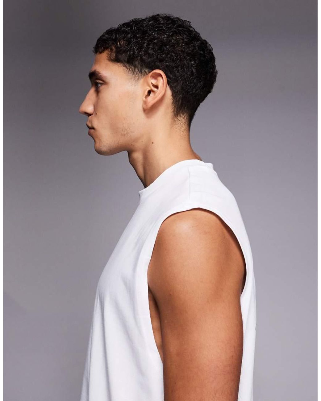 4505 White Back Print Oversized Heavyweight Cotton Training Tank With Quick Dry Finish for men