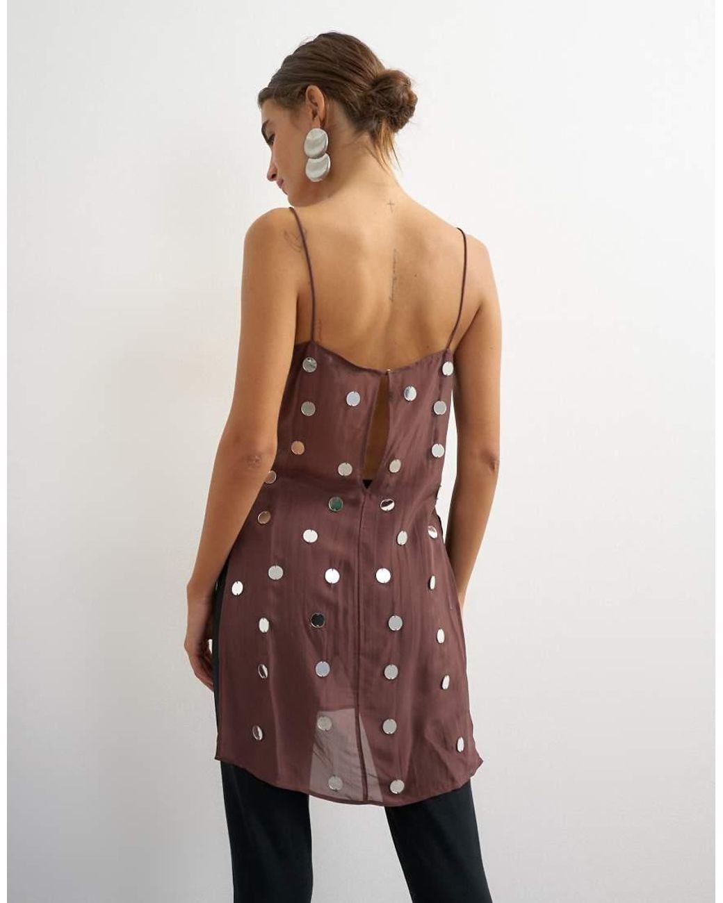 TOPSHOP White Premium Oversized Sequin Cami