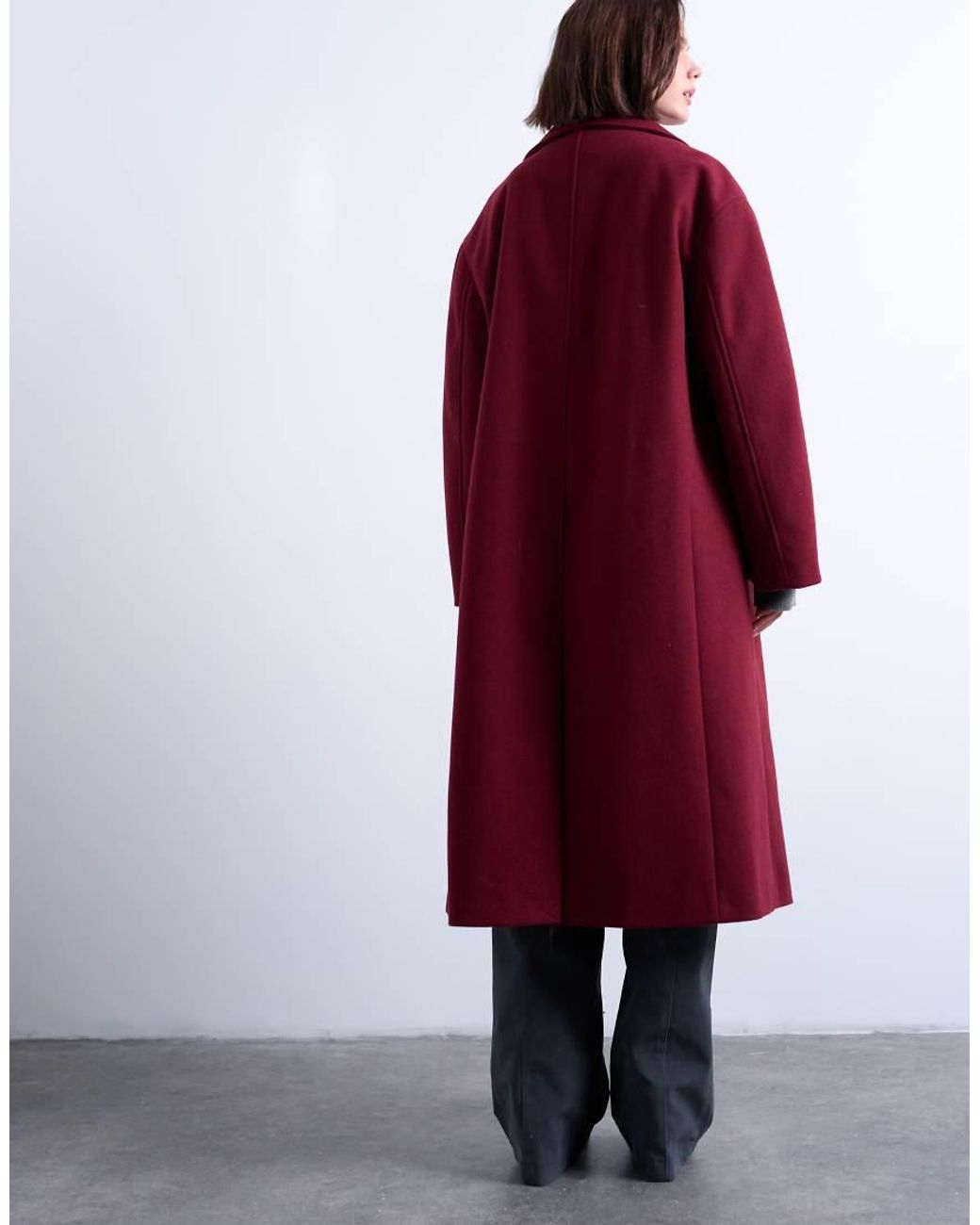 TOPSHOP Red Clean Double Breasted Longline Coat