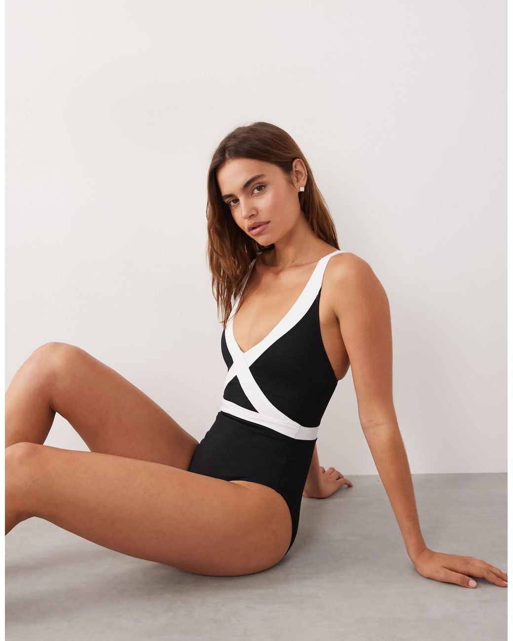 Accessorize Black Contrast Wrap Swimsuit