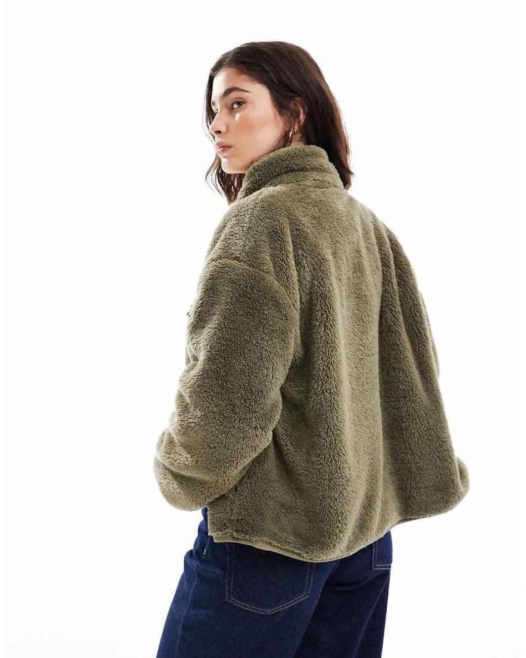 ONLY Green Oversize Contrast Pocket Fleece