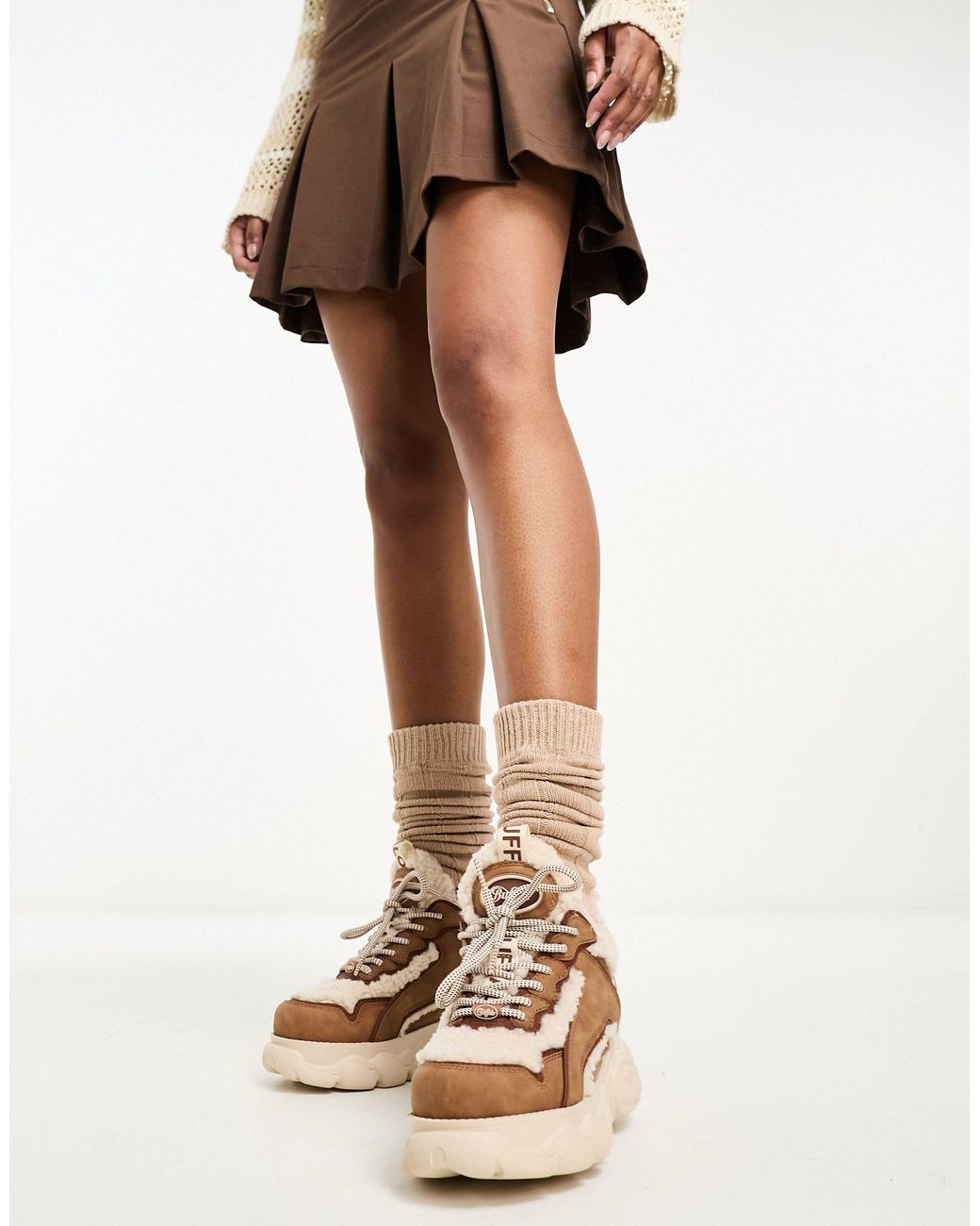 Buffalo colby low platform chunky trainers shop in cream