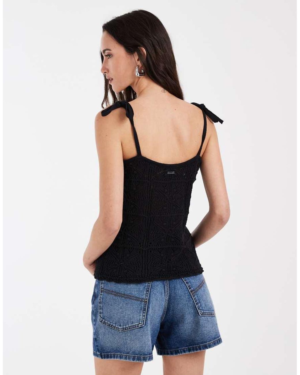 Levi's Black Crochet Tie Strap Tank Top