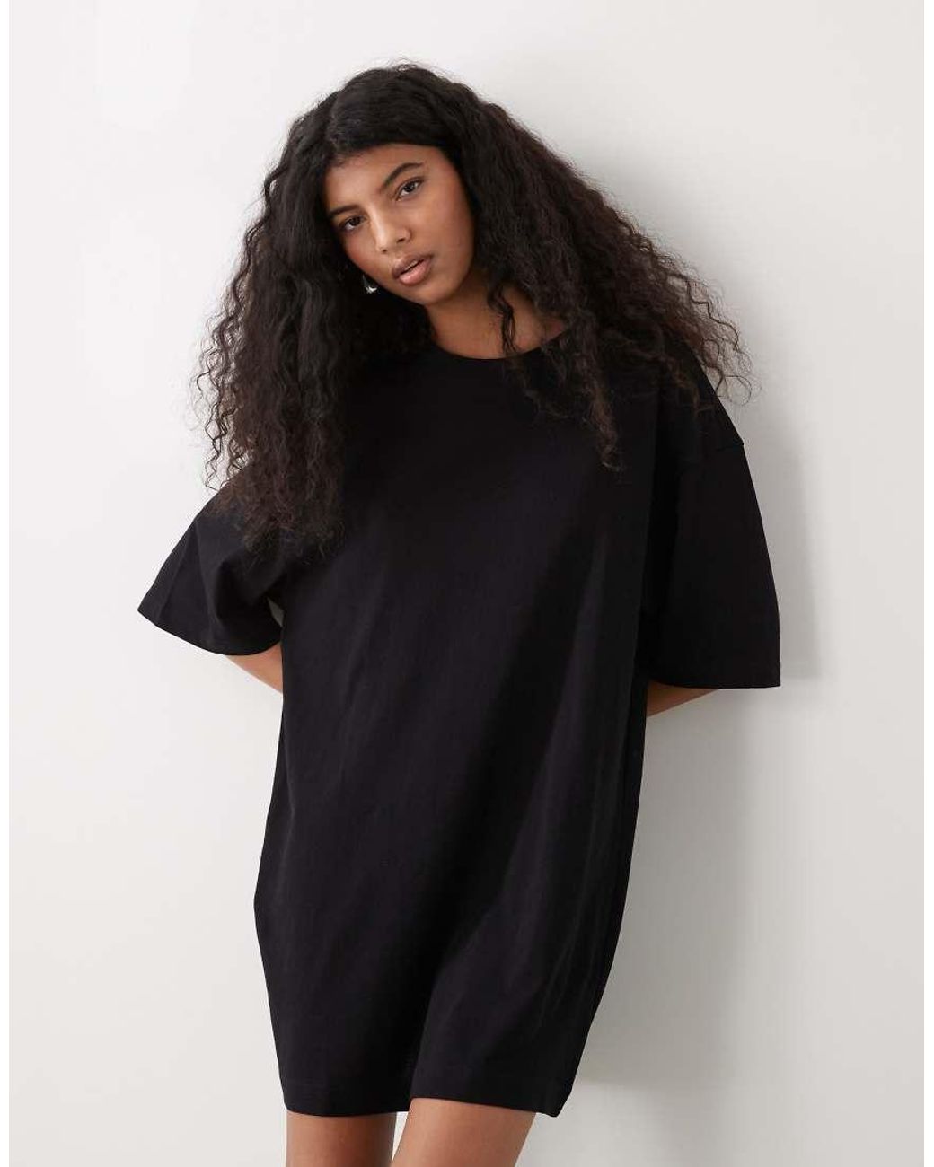 Weekday Black Oversized T-Shirt Dress