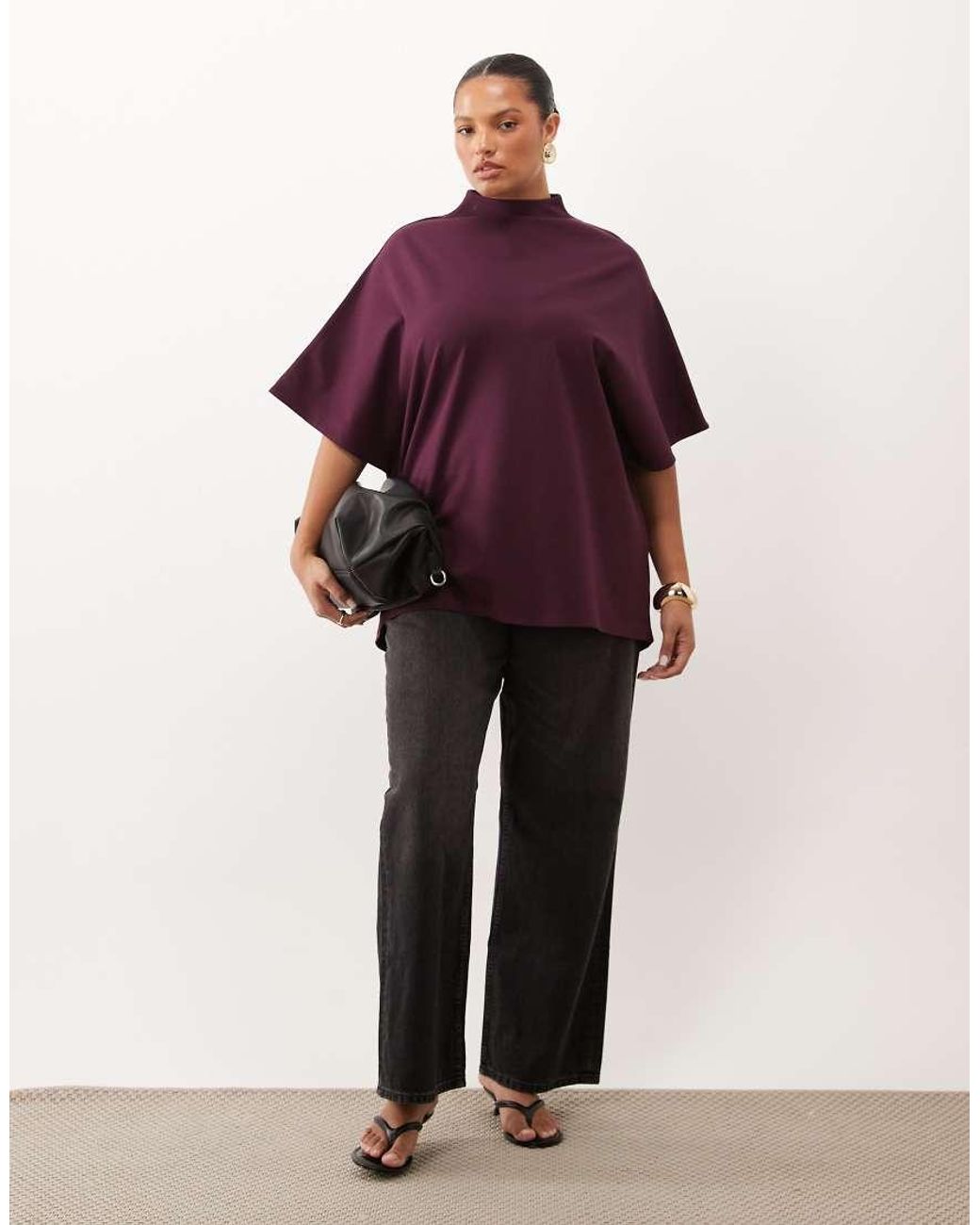 Pretty Lavish Curve Red High Neck Kimono Style Top
