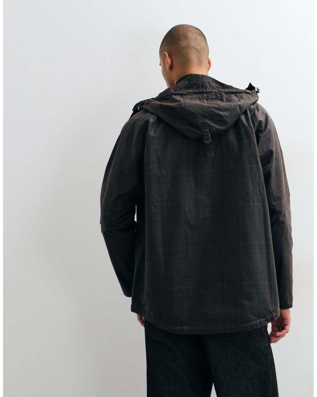 Barbour Blue Re-Engineered Keiss Tartan Check Wax Parka Jacket for men