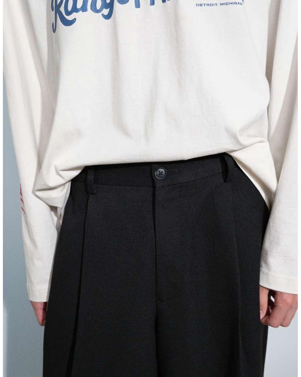 ASOS White Tailored Wide Barrel Leg Trousers for men