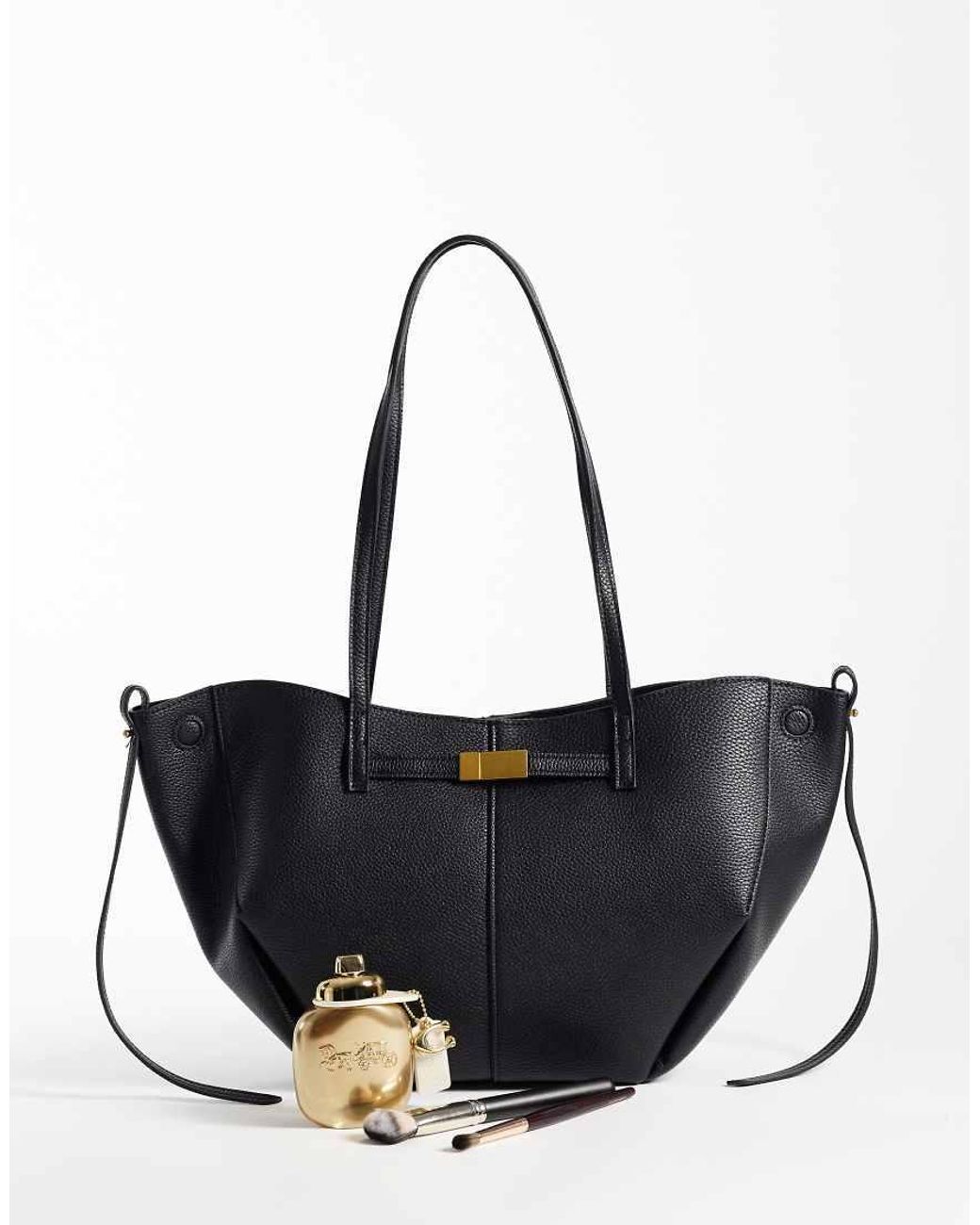 Gina Tricot Black Long Strap Tote Bag With Buckle Detail