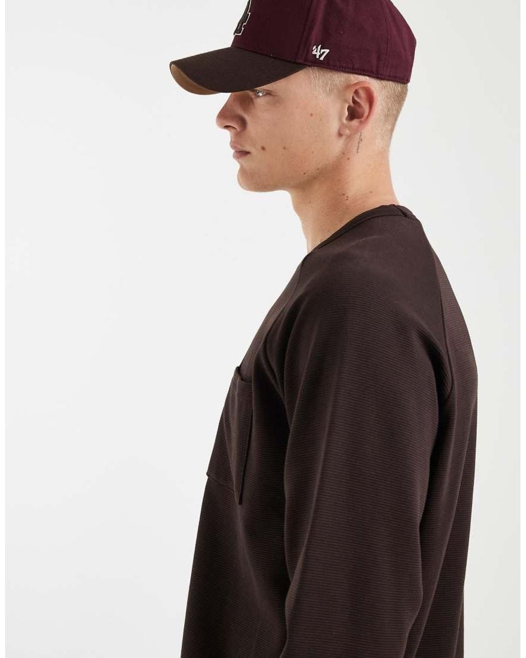 Redefined Rebel Black Oversized Crew Neck Jumper With Pocket Detail for men