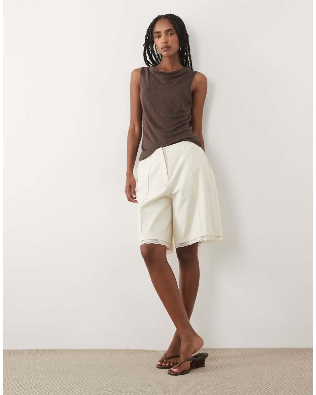 Mango Brown Cowl Neck Sleeveless Top