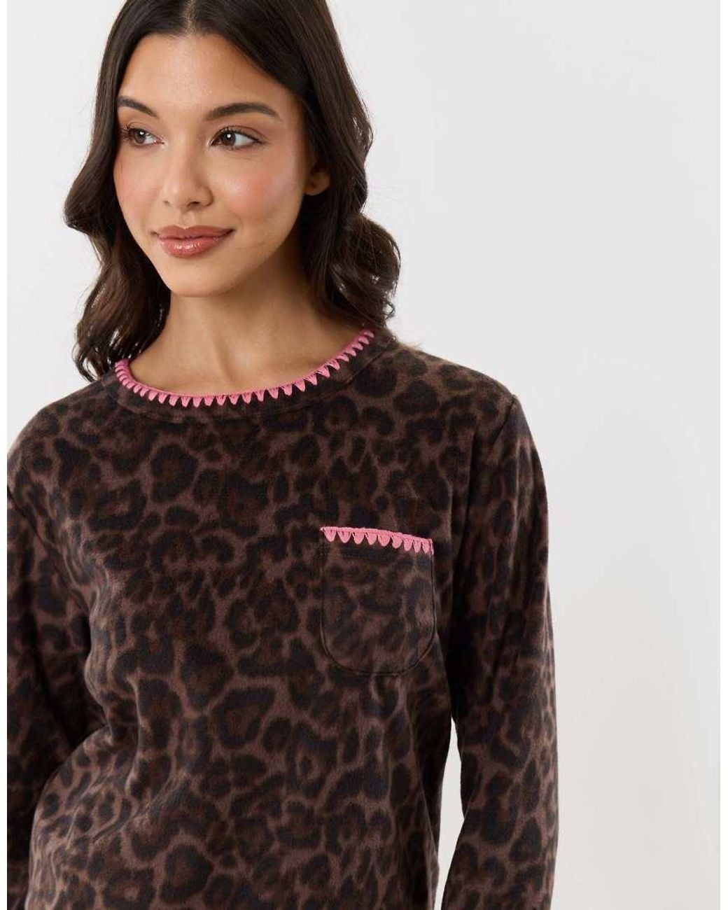 Threadbare Brown Micro Fleece Pyjama Set