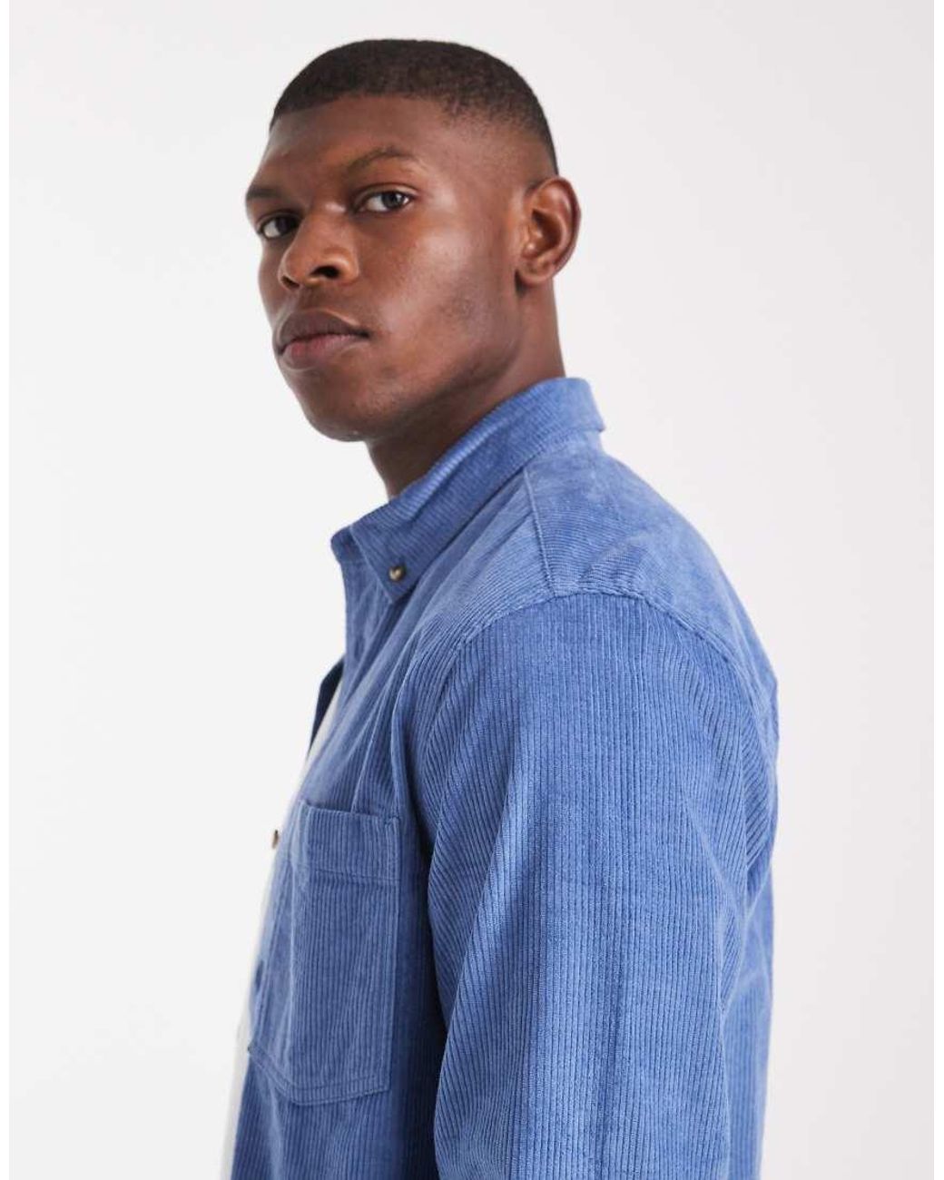 ASOS Blue Regular Cord Shirt for men