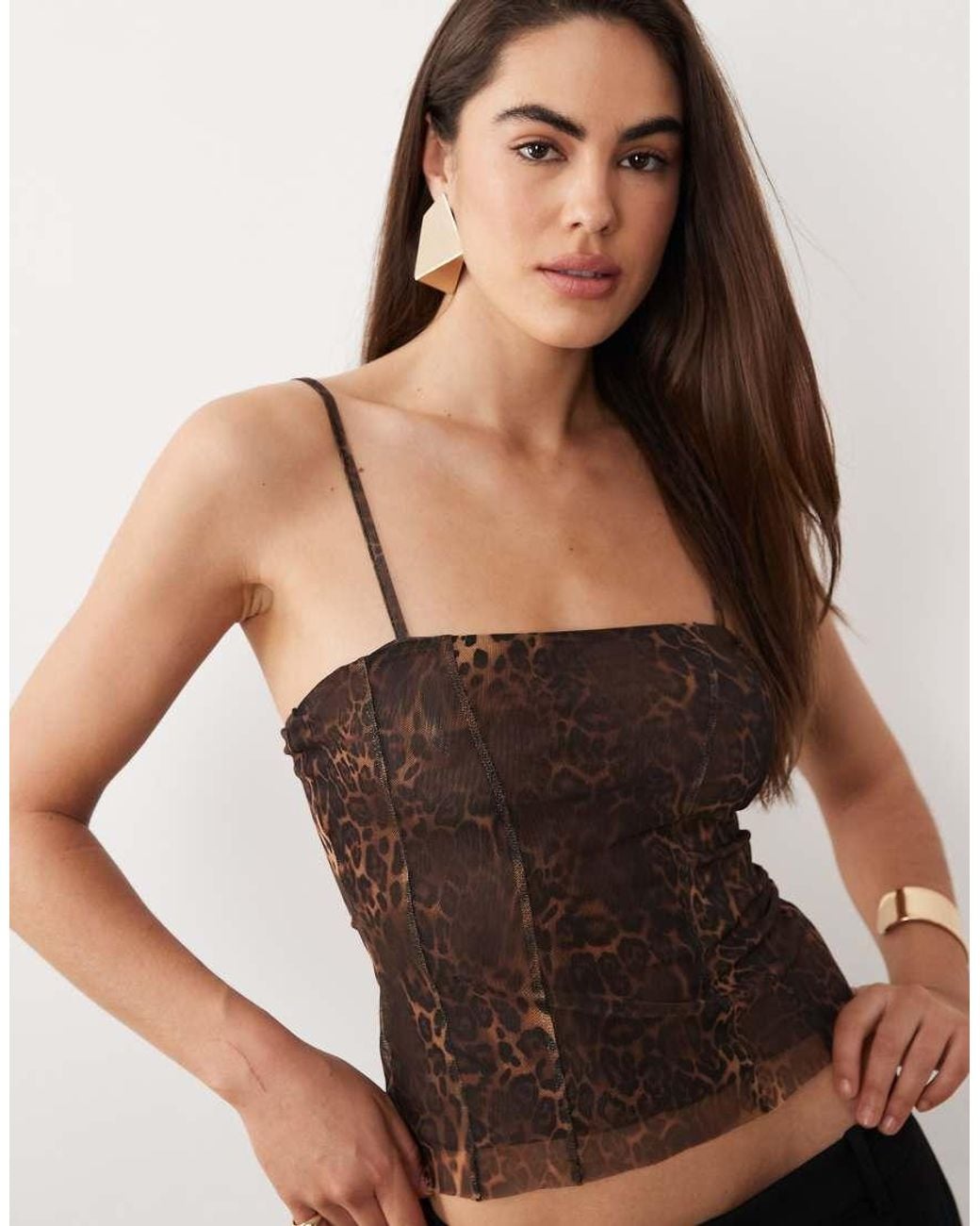 ASOS Black Printed Mesh Cami Top